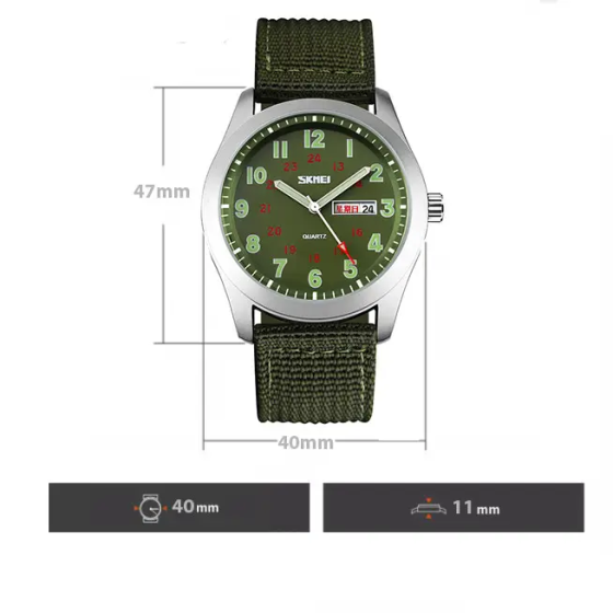 Чоловічий наручний класичний годинник Skmei 9112 (Зелений) Київ