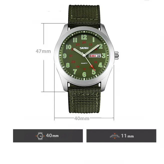 Чоловічий наручний класичний годинник Skmei 9112 (Зелений) Київ - фото 4