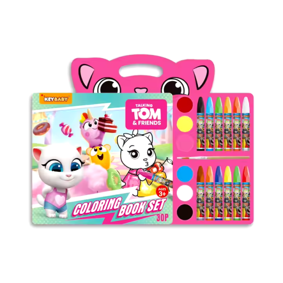 Дитяча книга-розмальовка Keybaby з олійними фарбами та крейдою для дітей від 3 років, у кольорі Pink Кам'янець-Подільський
