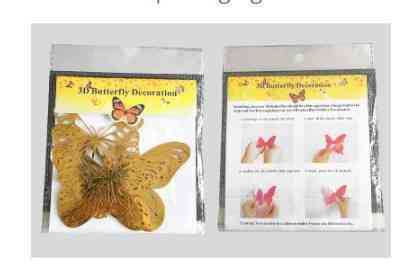 Набір золотистих декоративних метеликів на скотчі - у наборі 12шт. різних розмірів Київ