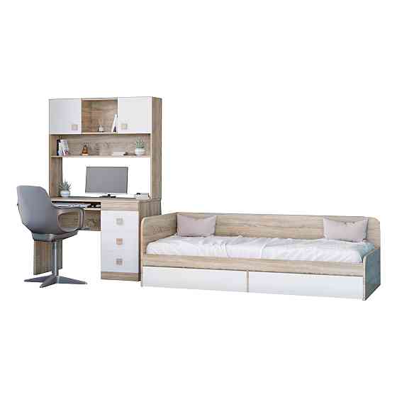 Спальня Детская Эверест Соната Комплект 9 (модульная - 3 элемента) дуб сонома + белый (DTM-2594) Днепр