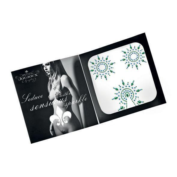 Пэстис из кристаллов Petits Joujoux Gloria set of 3 - Green/Blue, украшение на грудь и вульву Sex Aura Киев - изображение 3