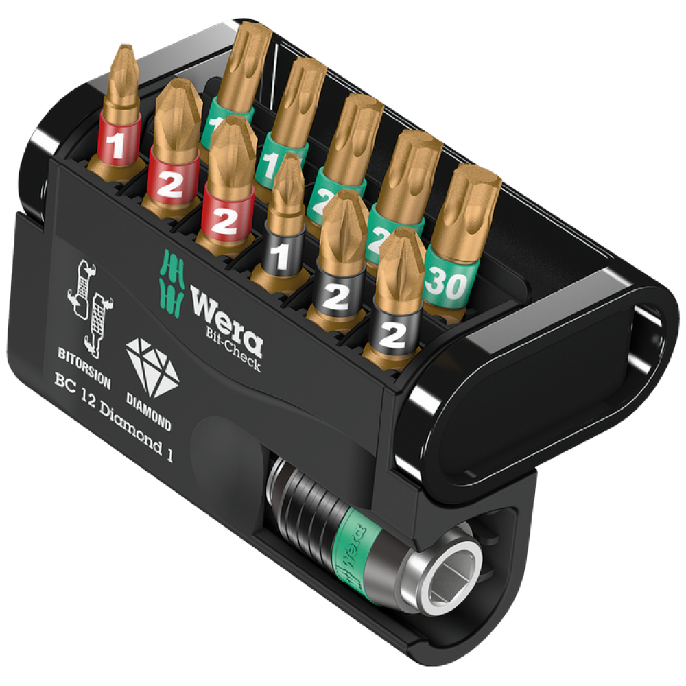 Набір біт Wera з алмазним покриттям Bit-Check 12 Diamond 1 (PH,PZ,Torx) 05057421001 Одеса - фото 1