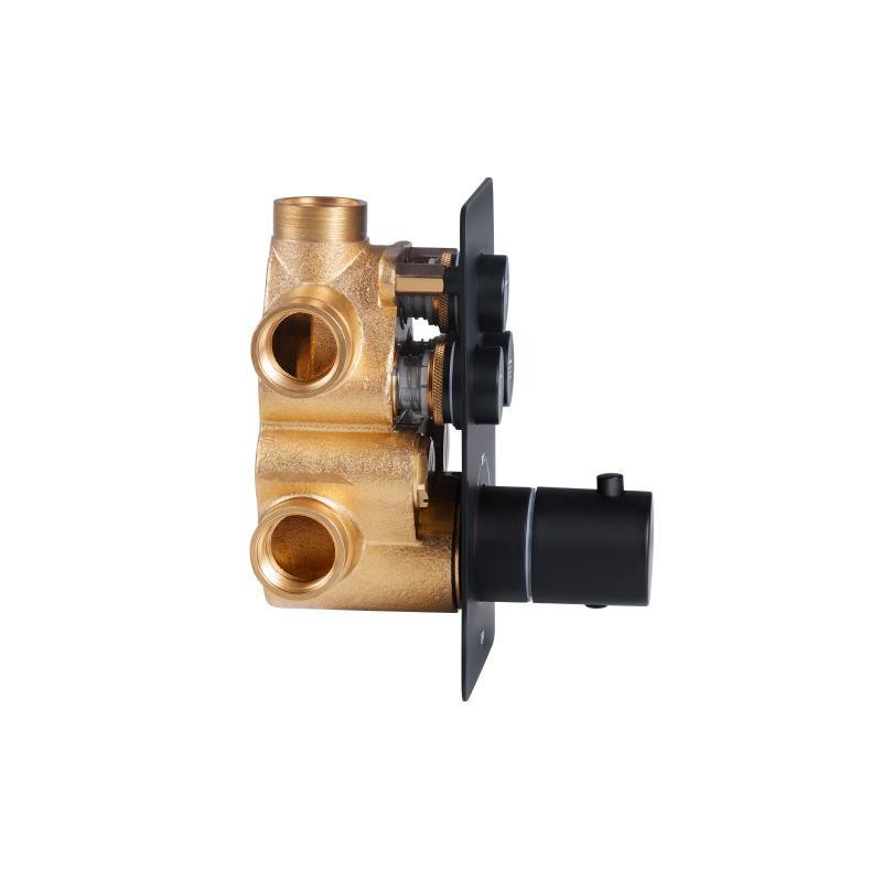 Смеситель для душа скрытого монтажа, термостатический Qtap Votice на три потребителя QTVOT6443T105NKB Black Харьков - изображение 3