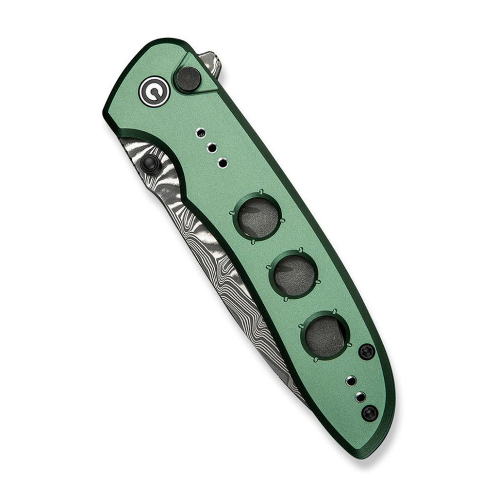 Нож складной туристический Civvi Hyperpulse, (8.9 см) Damascus / Aluminum темно-зеленый Киев - изображение 4