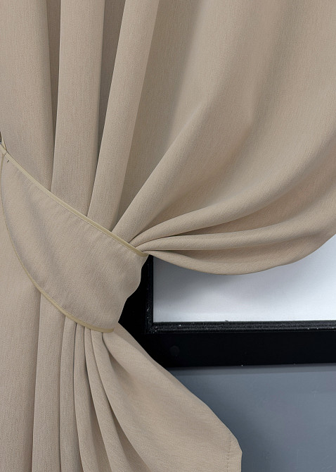 Комплект коротких штор VR-Textil Блэкаут двусторонний Eclipsе № 1817ш Песочный 130х170 см 2 шт (35-0400 Киев - изображение 4