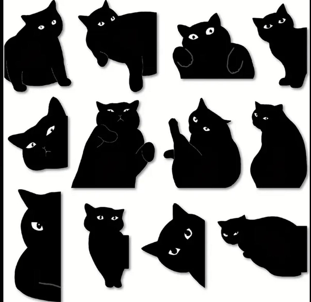Магнітні закладки «Чорні коти» – набір 6 шт, випадкові дизайни Київ - фото 2