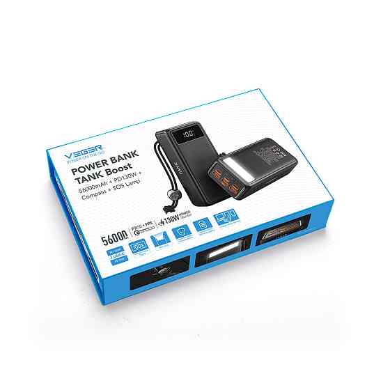 Внешний аккумулятор VEGER 56000 mAh PD QC3.0 5A 130W Tank Boost (W5001C) black Киев