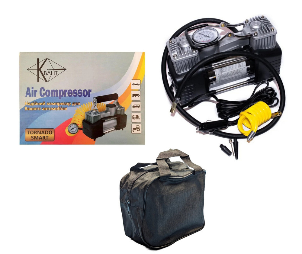 Автомобільний компресор двопоршневий КВАНТ 13005A 12В з аналоговим датчиком тиску Харків - фото 1