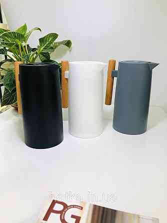 Термос «Лайнер» 1000 мл скляна колба пластиковий корпус утримання тепла до 12-24 годин чорний Київ