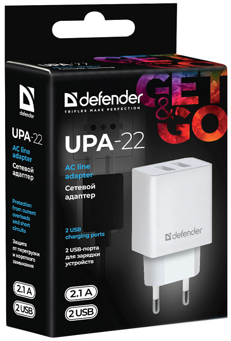 Зарядний пристрій 2xUSB 16W 2.1A UPA-22 білий Defender Винница - изображение 3