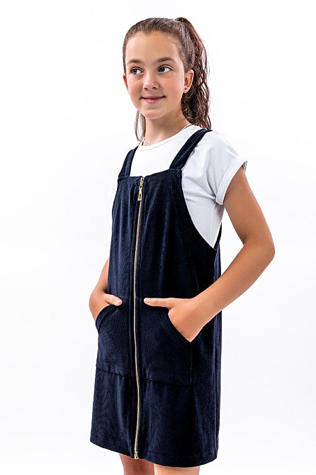 Вельветовий сарафан для дівчаток, темно-синій топ 134 Крохатушка одяг Київ - фото 3