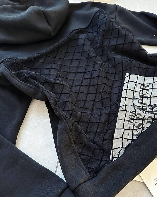 Жіноче трендове худі з прозорою спиною тринитка на флісі + сітка-флок 48/52 Одеса - фото 7