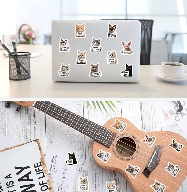 Наклейки Thank you коты 500 шт набор стикеров для упаковки заказов подарков Киев - изображение 6