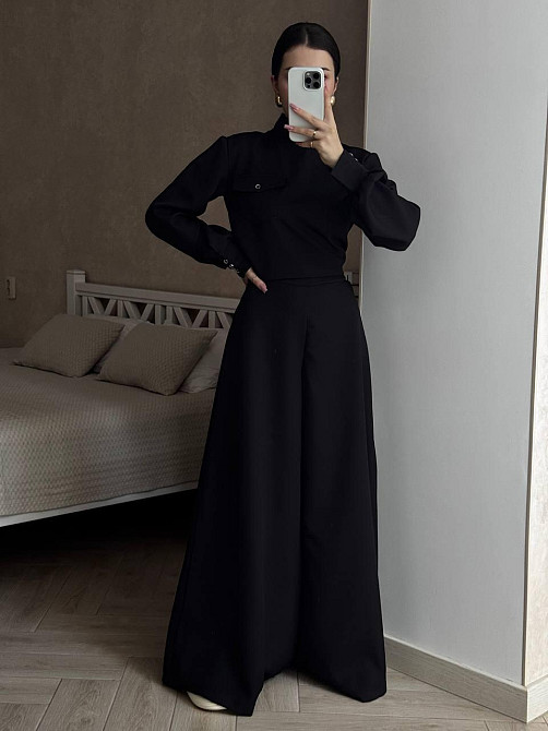 Жіночий базовий костюм-двійка: кофта та штани з костюма Чорний, 46/48 Одеса - фото 1