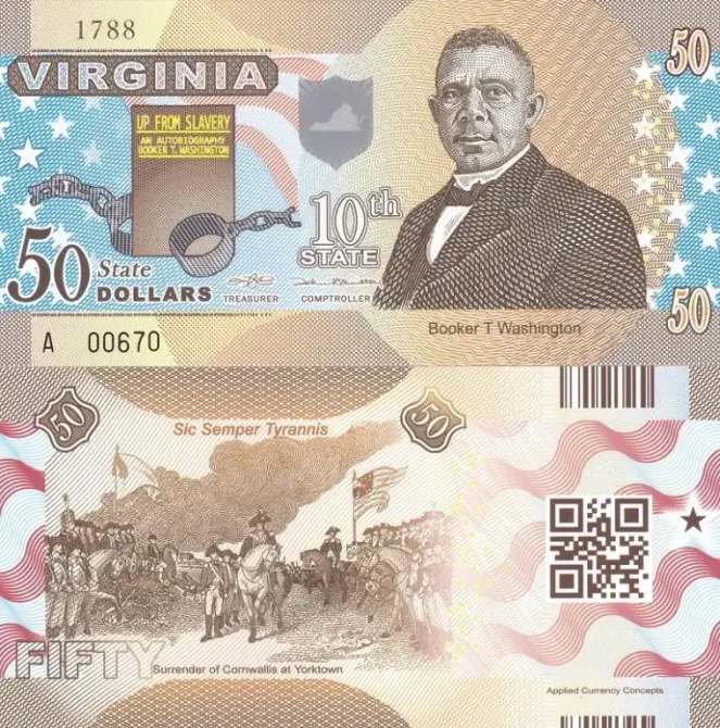 Fantasy / США - 50 Dollars 2014 - 10th state Virginia - Polymer - Сувенир - aUNC Полтава - изображение 1