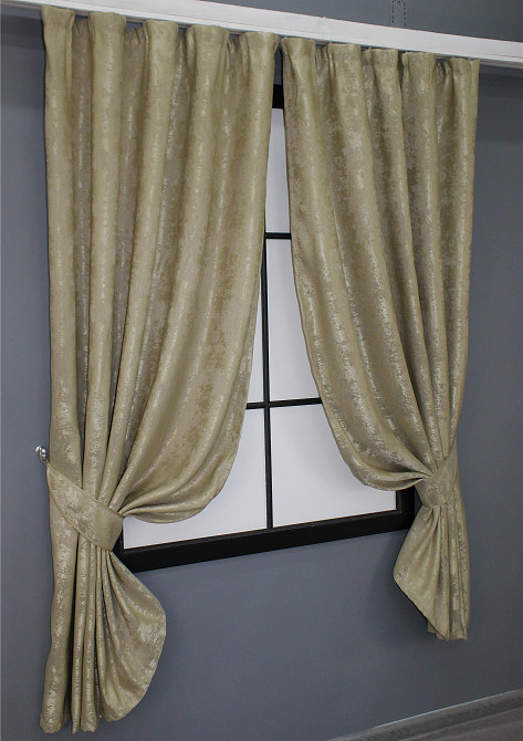 Комплект коротких штор VR-Textil Жаккард Sultan XO № 1284ш Золотистый 130х170 см 2 шт (35-0087) Киев - изображение 2