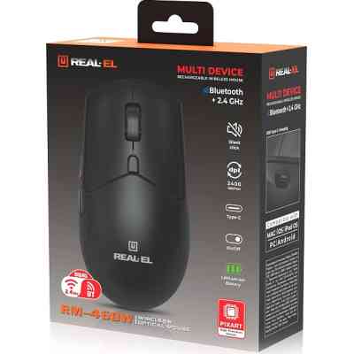 Мишка REAL-EL RM-460W Wireless/Bluetooth Black (EL123200048) Вінниця