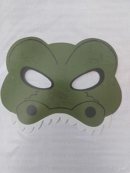 Дитяча маска Крокодил із картону 17 на 13 см зелений Київ - фото 1