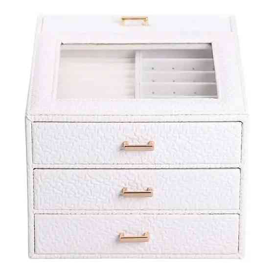 Yiwu Скринька для прикрас з еко шкіри 3 яруси органайзер для ювелірних виробів HP-5-16W Коломыя