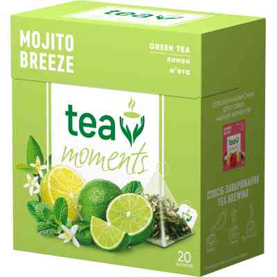 Чай Tea Moments Mojito Breeze зелений 20х1.8 г пірамідки (tm.00339) Вінниця