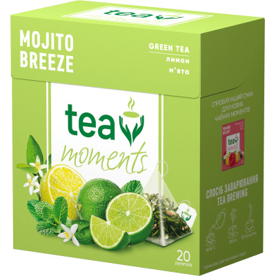Чай Tea Moments Mojito Breeze зеленый 20х1.8 г пирамидки (tm.00339) Винница - изображение 1