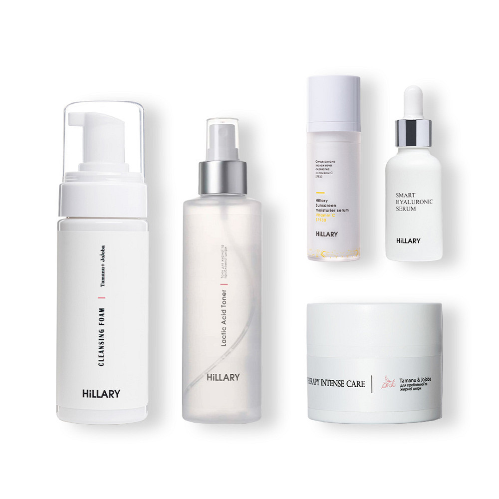 Сонцезахисна сироватка SPF 30 з вітаміном С + Базовий набір для догляду за шкірою обличчя жирного типу Hillary Київ - фото 1