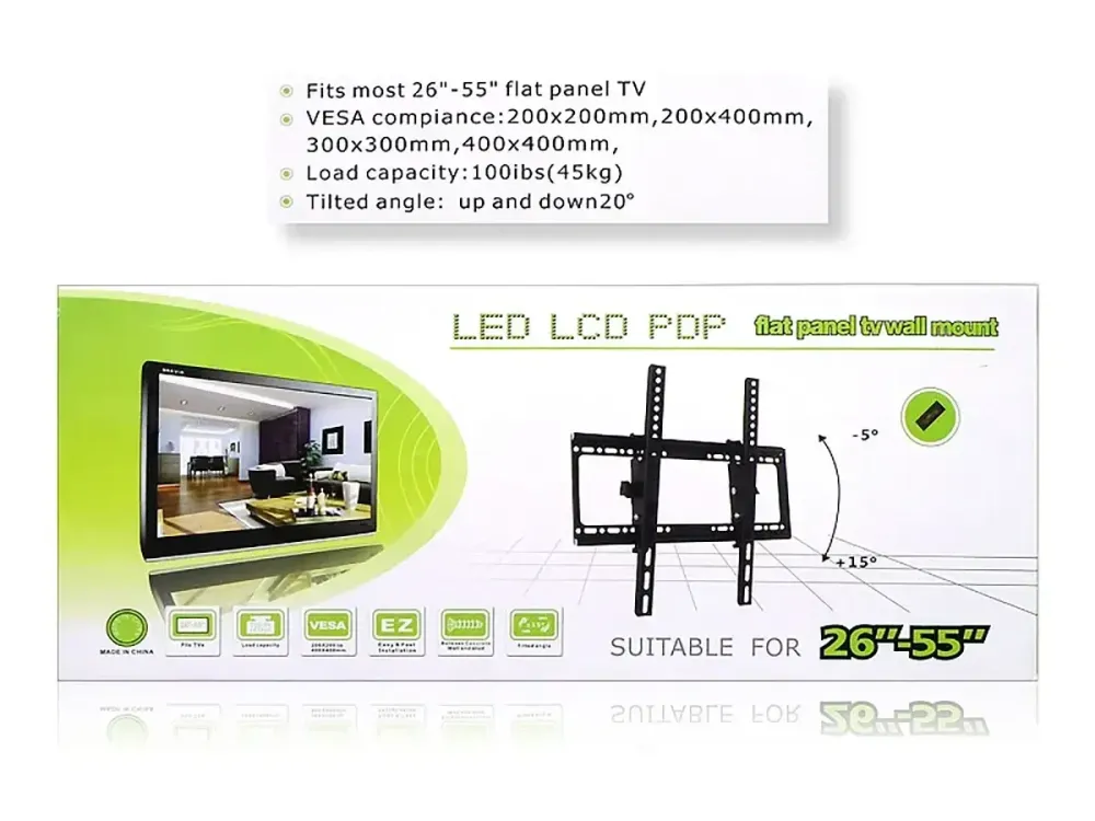 Настінне кріплення для телевізора KT02 26"-55" поворотне та похило, надійна фіксація, метал, чорний Одеса - фото 2