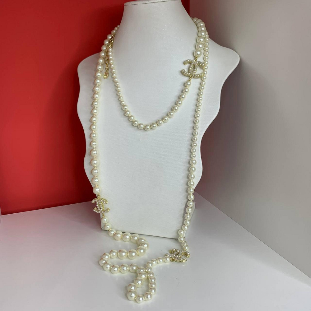 Подвеска-бусы с жемчугом и логотипами с россыпью жемчуга с золотом варианте Одесса - изображение 1