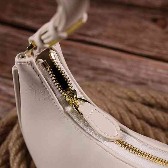 Стильна жіноча сумка-хобо з натуральної гладкої шкіри 21287 Vintage Молочна Київ