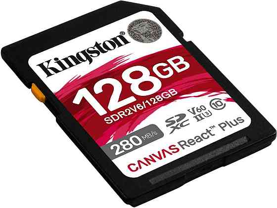 Картка пам'яті SDHC 128 GB UHS-II/U3 Class 10 Kingston Canvas React Plus V60 SD R280/W100MB/s (SDR2V6/128GB) Харків