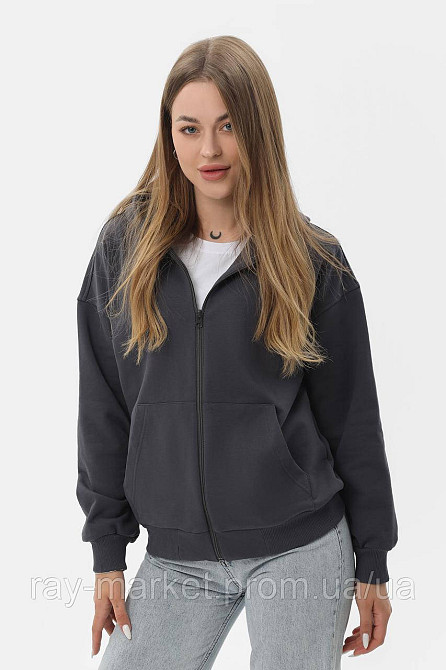 Худі на блискавці жіноче базове RAY PREMIUM LOOSE темно-синє (U0409W-Navy Blue) S Київ - фото 2