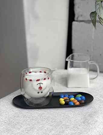 Піала з подвійним дном новорічна Olens "Ведмежатко" 250 мл прозора з малюнком Київ