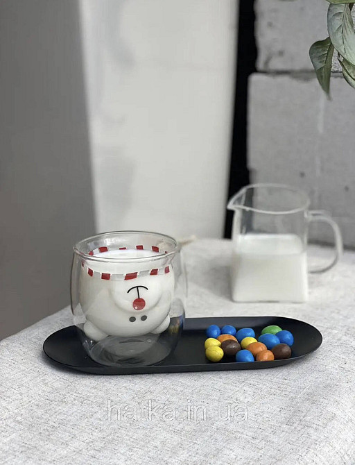 Піала з подвійним дном новорічна Olens "Ведмежатко" 250 мл прозора з малюнком Київ - фото 3