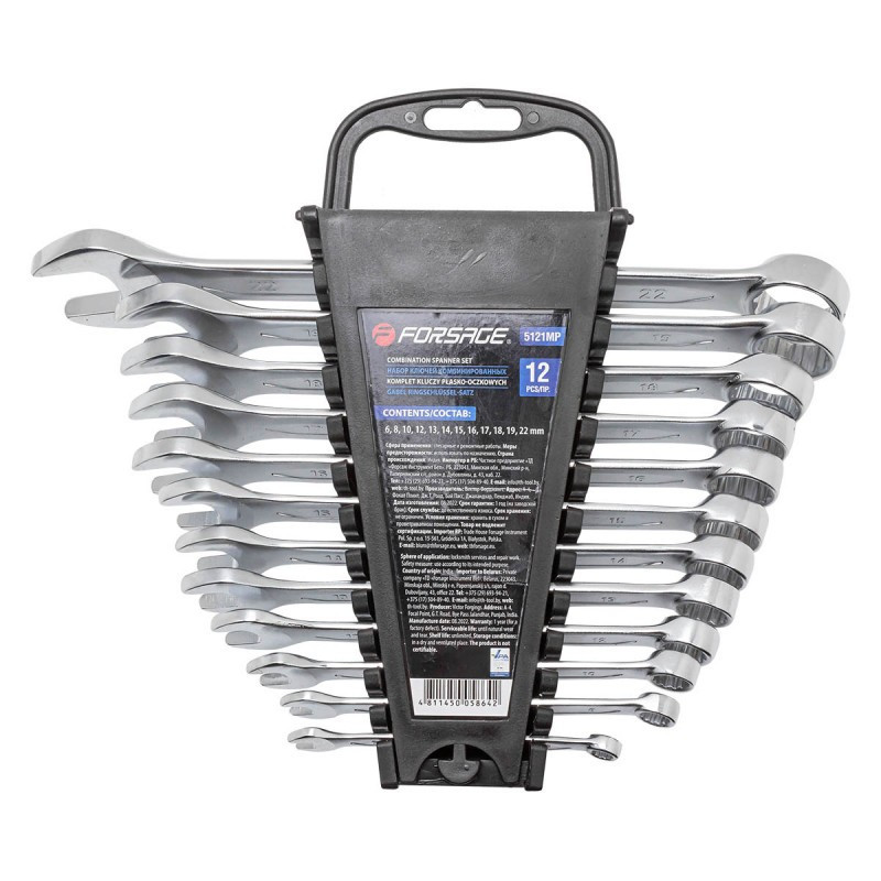 Набір ключів комбінованих 12 предметів (6,8,10,12-19,22мм) Forsage F-5121MP Одесса - изображение 1