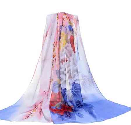 Женский шифоновый шарф с цветами 145 на 48 см разноцветный Киев