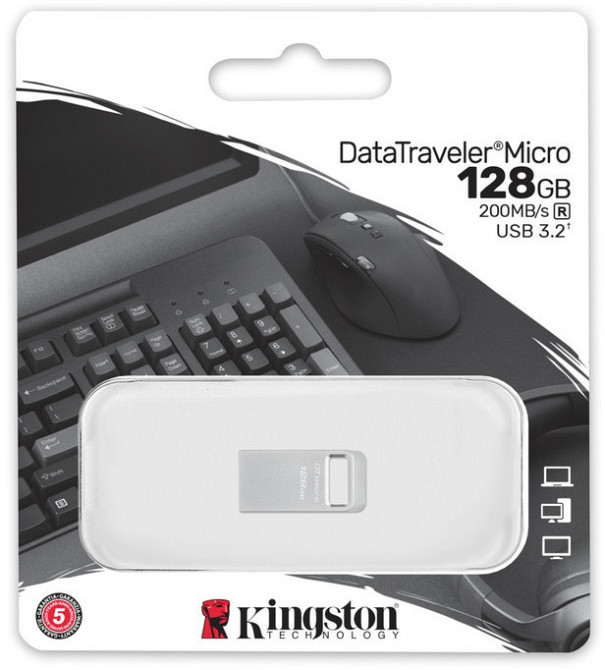 Флешнакопичувач USB3.2 128 GB Kingston DataTraveler Micro (DTMC3G2/128GB) Нержавіюча сталь Харків - фото 3