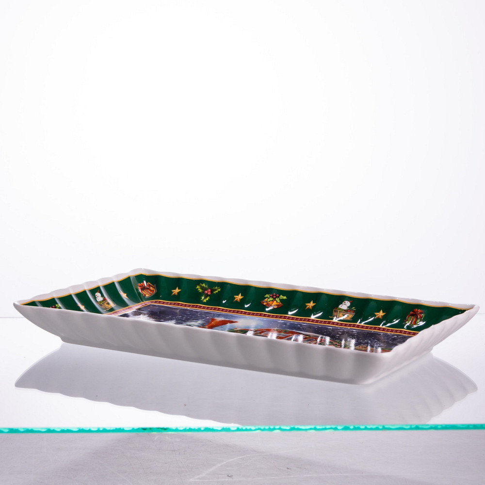 Сервірувальне новорічне блюдо для закусок з порцеляни Santa 30,5×17,5×2,5 (см) HP-SDHK-22 Київ - фото 3