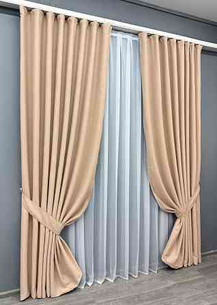 Комплект готовых штор VR-Textil Блэкаут двусторонний Eclipsе № 1816ш Бежевый 200х270 см 2 шт (32-136) Киев