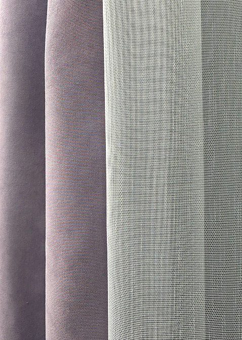 Комплект штор VR-Textil Мікровелюр Petek 200х270 2шт і Тюль 600х270 1493ш-1153т Лавандовий з білим 71-054/7 Київ - фото 7