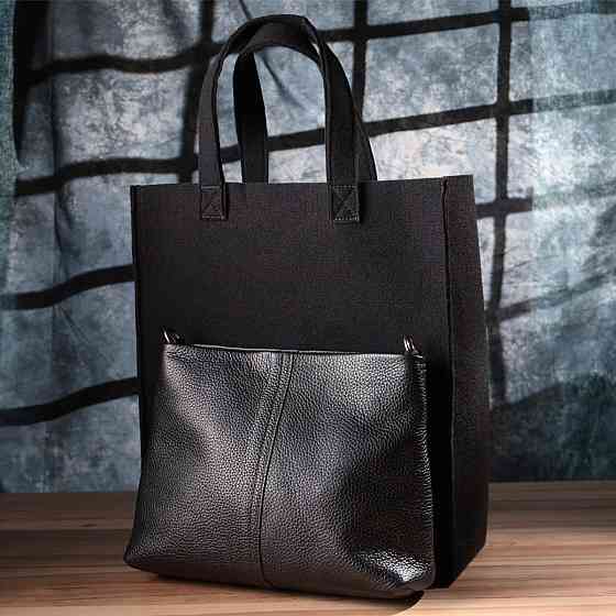 Жіночий шоппер 2 в 1 із натуральної шкіри GRANDE PELLE 22881 Чорний Київ