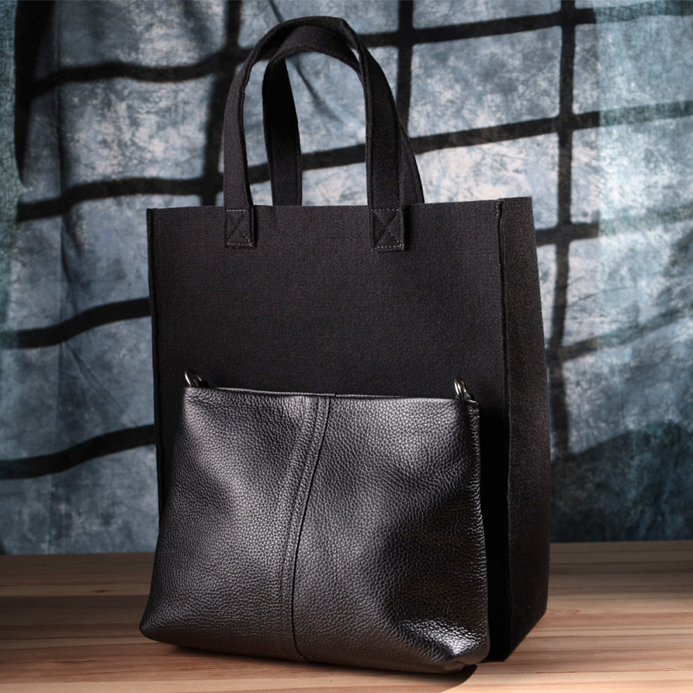 Жіночий шоппер 2 в 1 із натуральної шкіри GRANDE PELLE 22881 Чорний Київ - фото 1