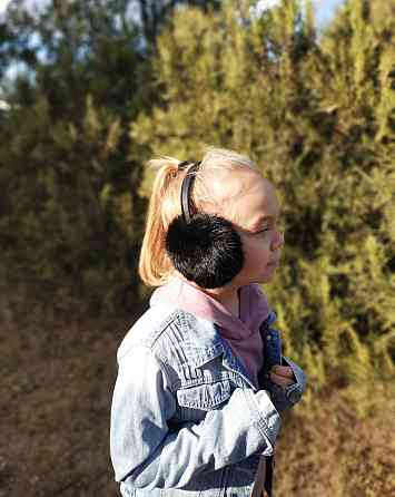 Хутряні навушники дитячі з кролика Чорний Харків