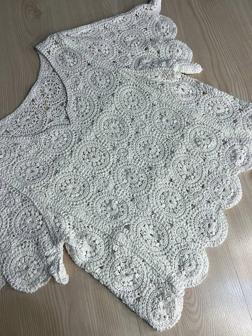 Блузка женская A-N 5303 кружевная вязаная с коротким рукавом, белый, one size Киев - изображение 3