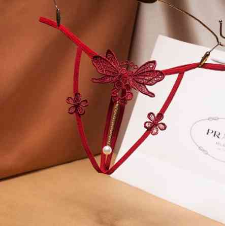 Трусики з розрізом квіточками та метеликами універсальний бордовий Київ