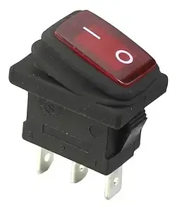 Перемикач Daier KCD1-2-101NW, з підсвіткою, вологозахищений, ON-OFF, 3pin, 6A 250V, червоний Полтава - фото 1