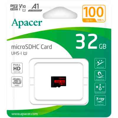 Карта пам'яті Apacer 32GB microSD class 10 UHS-I V10 A1 (AP32GMCSH10UB-RA) Вінниця