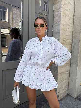 Женское легкое платье-комбинезон с принтом натуральный муслин Одесса