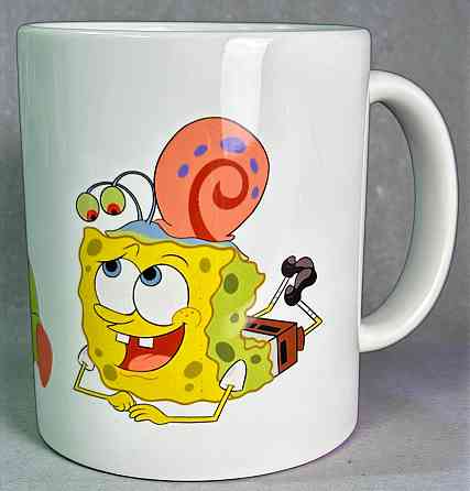Керамическая чашка с губкой бобом и патриком Городище