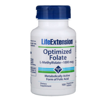 Вітамін Life Extension ¶Оптимізований фолат, Optimized Folate 1000 мкг, 100 таблето (LEX-19391) Вінниця - фото 1